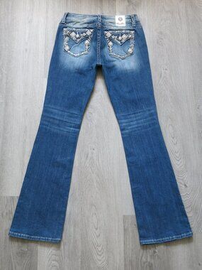 Miss Me Cotton Blend Mid Rise Boot Cut Denim Jeans - Size 29